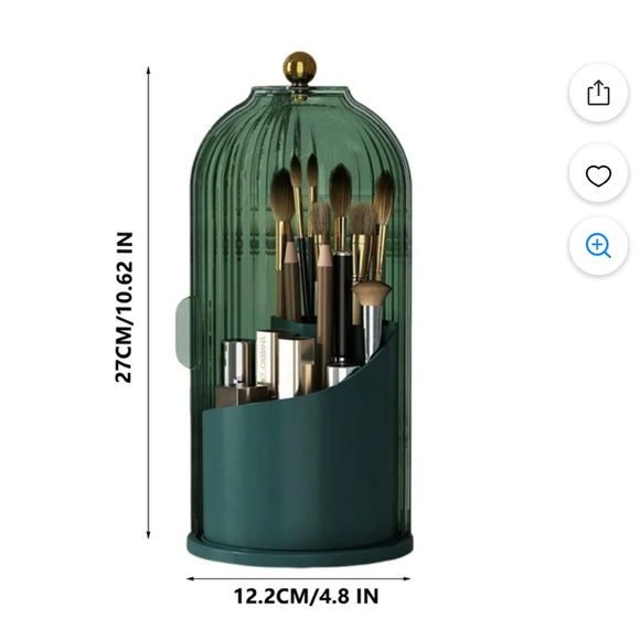 Green Makeup Brush Holder with Gold Accent - Picture 2 of 6